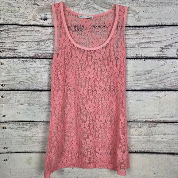 Maurices Pink Lace Sheer Tank Top Size M - Picture 1 of 6